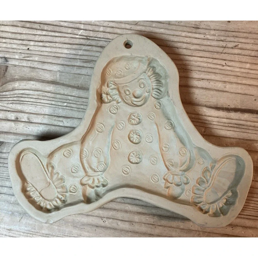 3 VTG 80’s Brown Bag Cookie Art Cookie Molds Press -Clown -bunny Rabbit -Santa